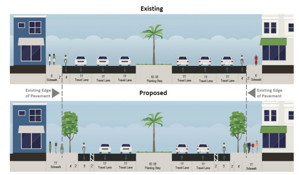 Federal Highway where improvements are planned in downtown Boca Raton between Camino Real and NE Mizner Boulevard, Sept. 2024. (Photo: Boca Daily News)